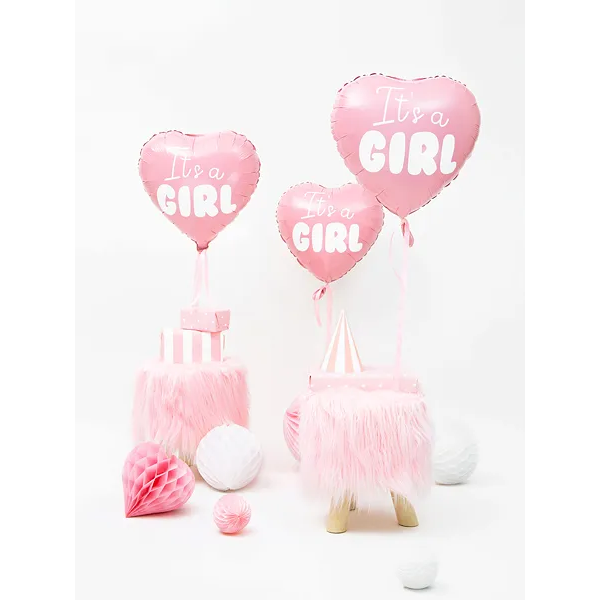 Folieballong, hjärta its a girl 45 cm