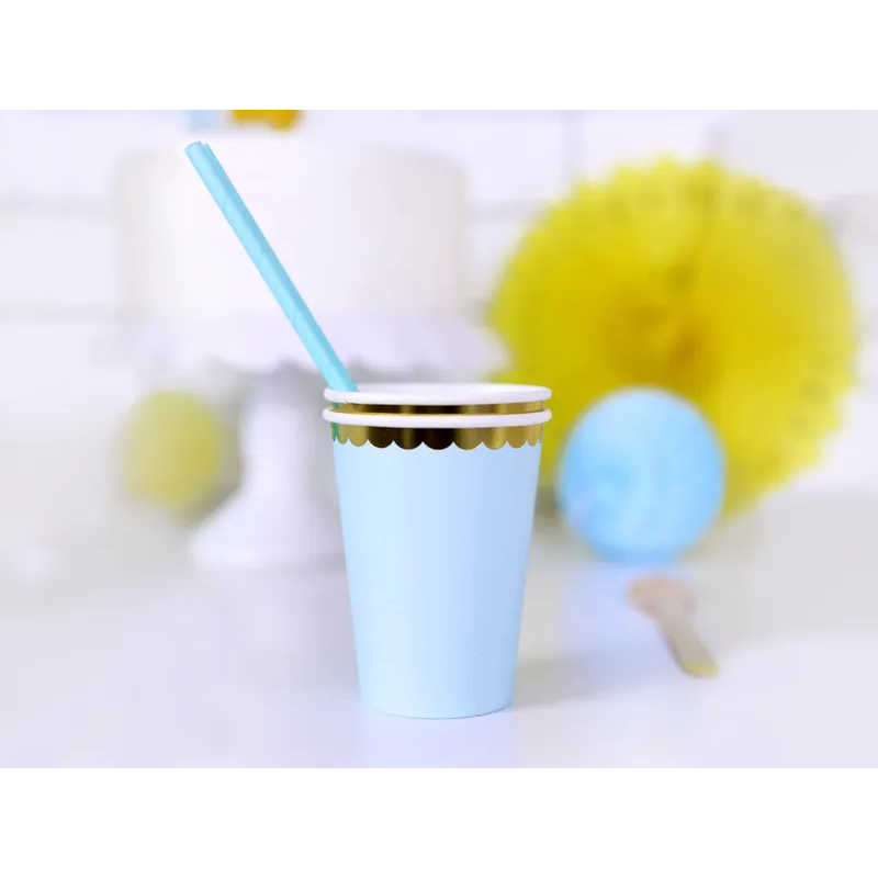 Pappersmuggar, ljusblå 220 ml 6 st