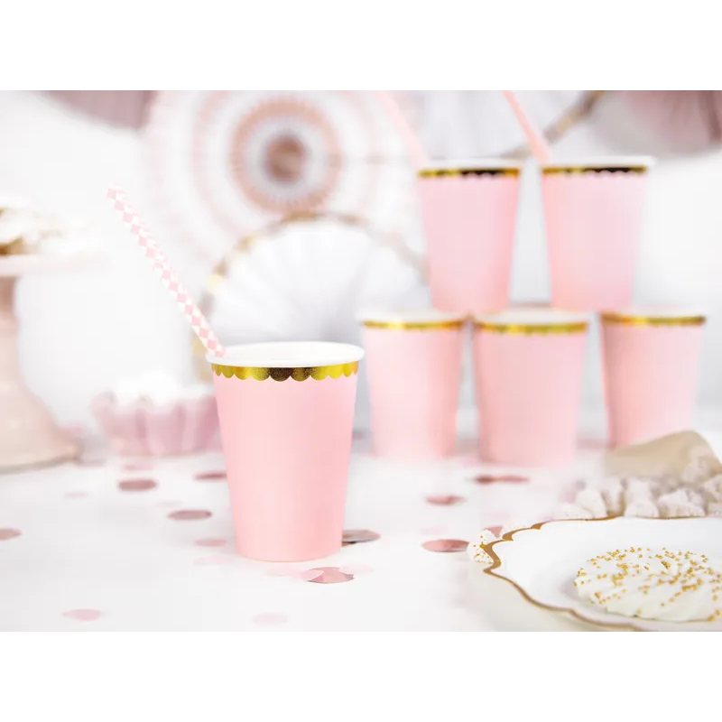 Pappersmuggar, ljusrosa 220 ml 6 st
