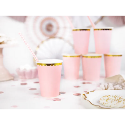 Pappersmuggar, ljusrosa 220 ml 6 st