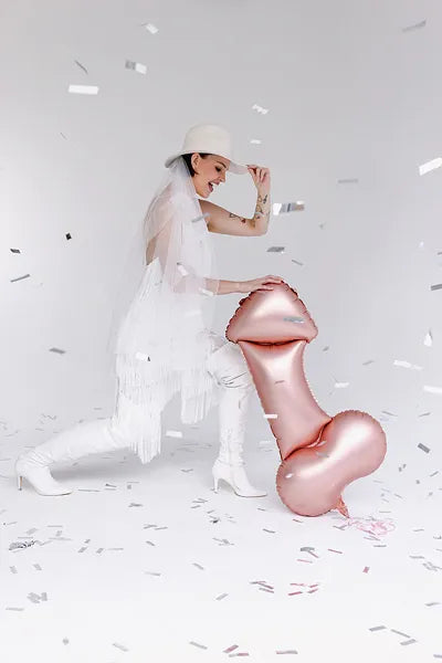 Folieballong, penis roséguld 55x112 cm