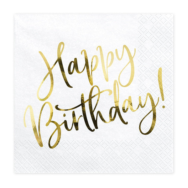 Servetter, happy birthday guld 20 st
