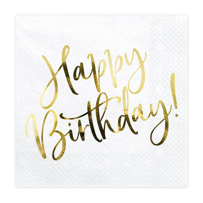 Servetter, happy birthday guld 20 st