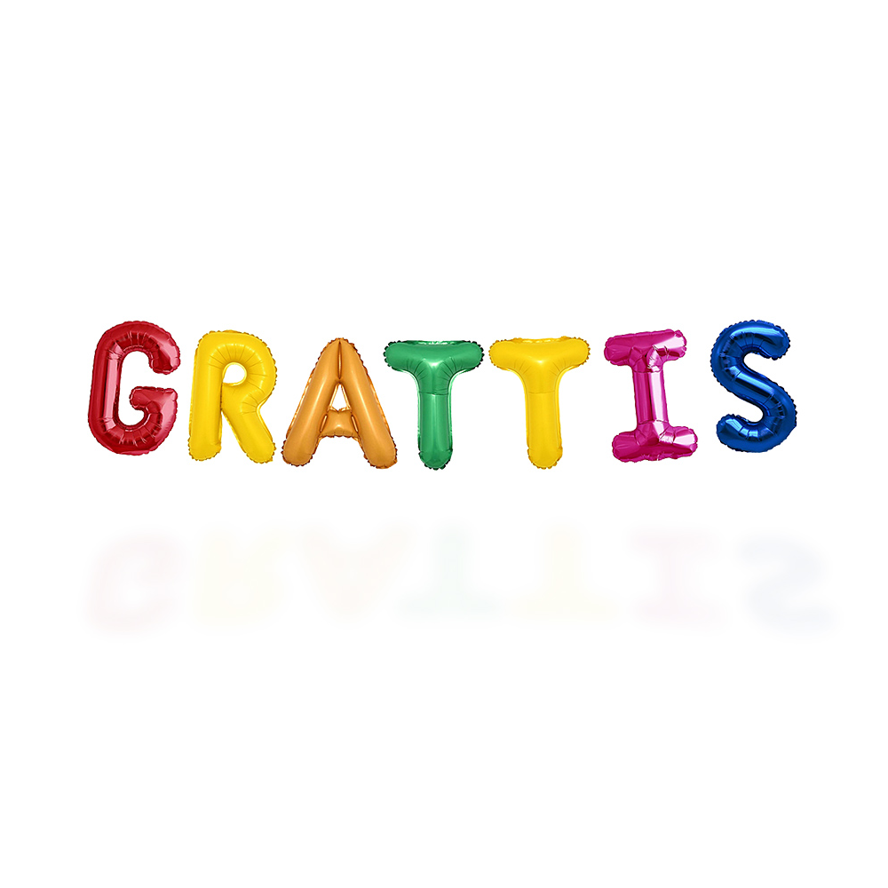 Folieballong, girlang grattis multi color 35 cm