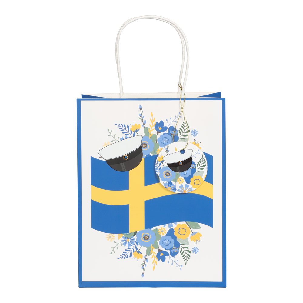 Presentpåse, svenska flaggan 18x32 cm