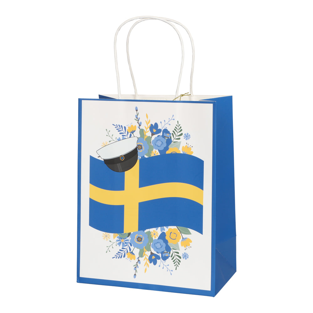 Presentpåse, svenska flaggan 18x32 cm