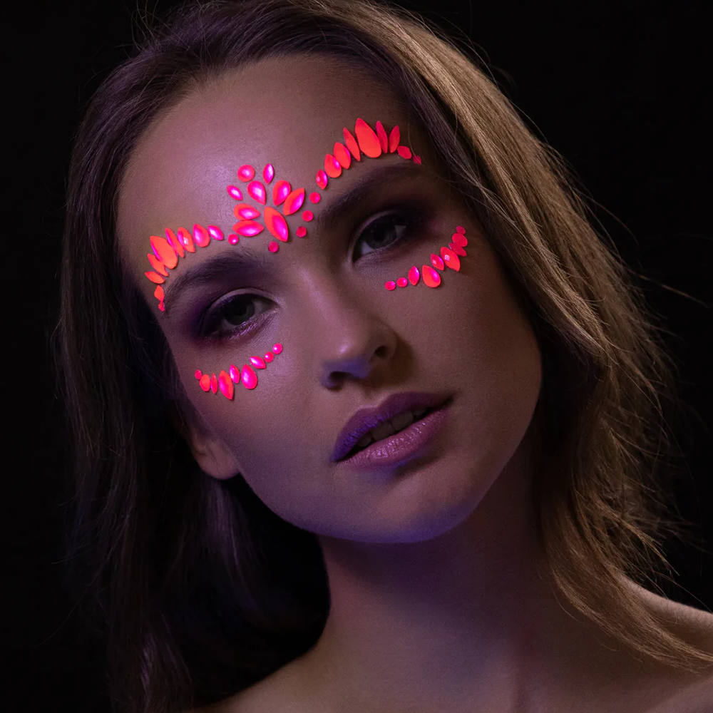 Moon Neon UV kroppsstenar, Intense Pink Face Jewels