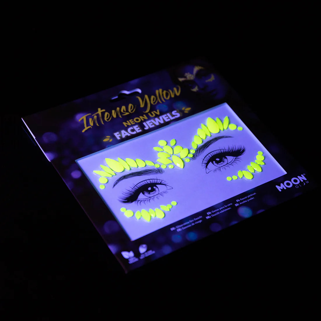 Moon Neon UV kroppsstenar, Intense Yellow Face Jewels