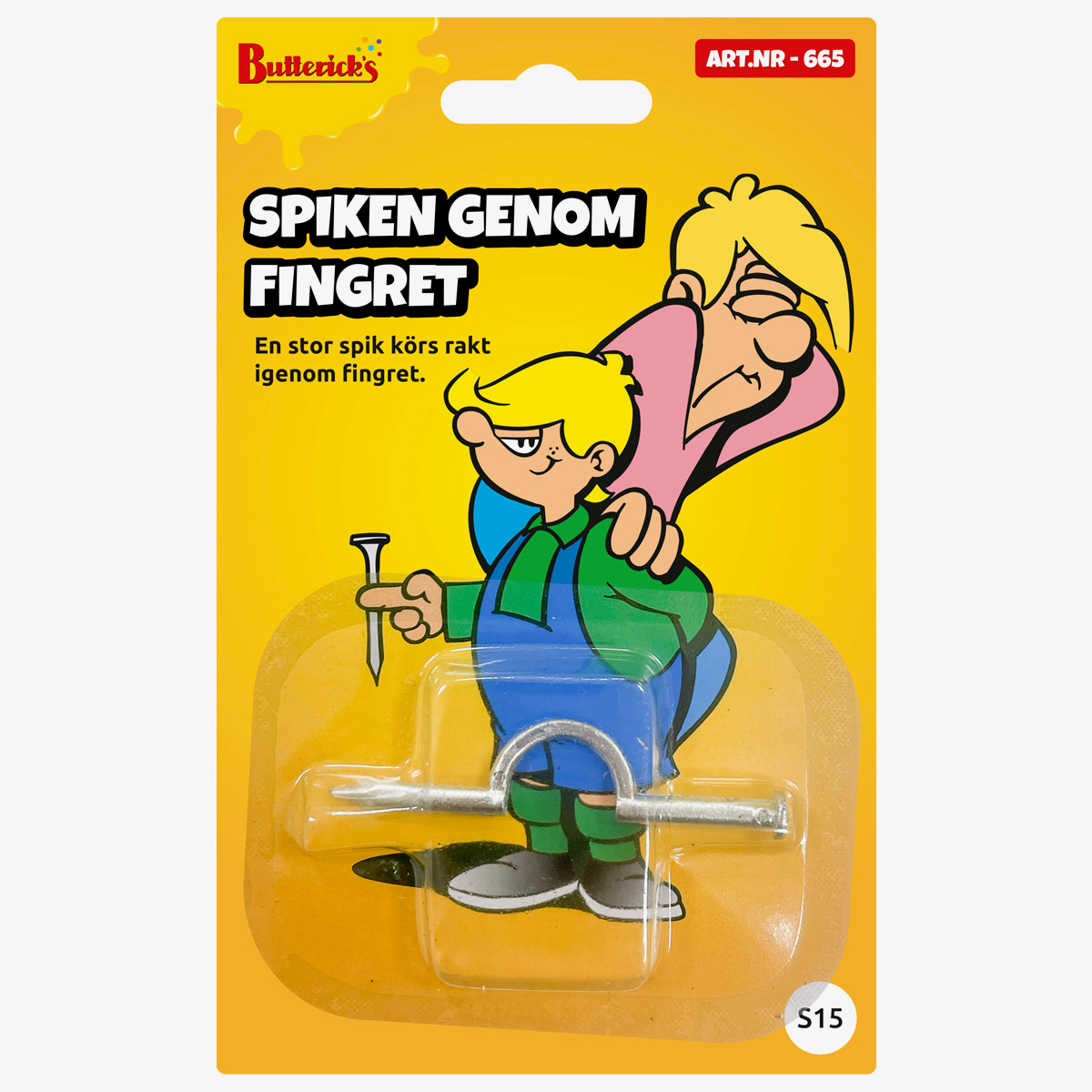 Spiken genom fingret