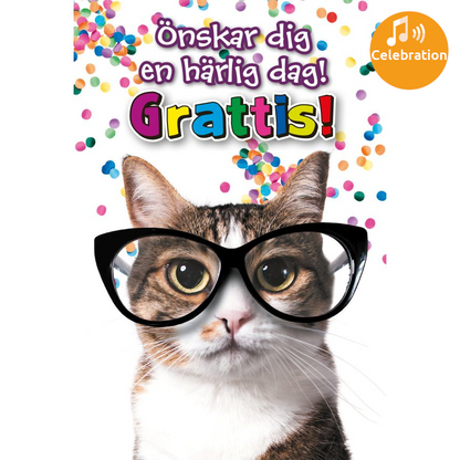 Dubbla kort med ljudeffekt, din födelsedag