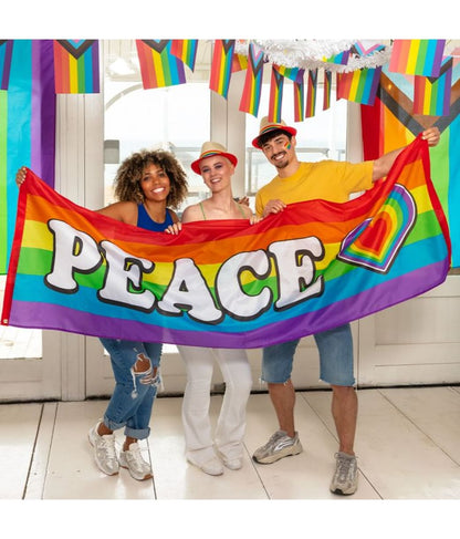 Banner, regnbåge peace 74x220 cm