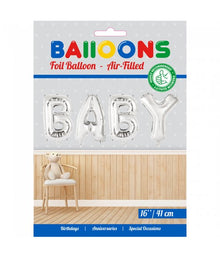 Folieballong, girlang BABY silver