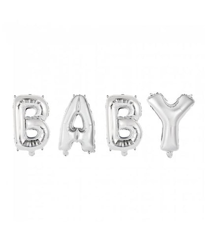 Folieballong, girlang BABY silver