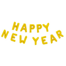 Folieballong, girlang happy new year guld