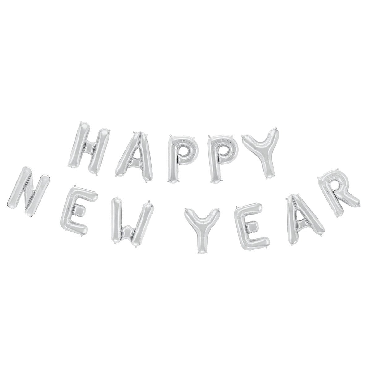 Folieballong, girlang happy new year silver