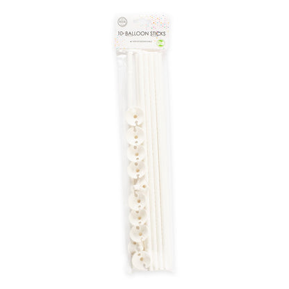 Ballongpinnar, papper vit 10 st 40 cm