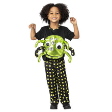 Barndräkt, neon spindel 115/128 cl