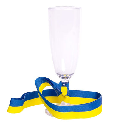 Champagneglas med blå gult band 22 cm