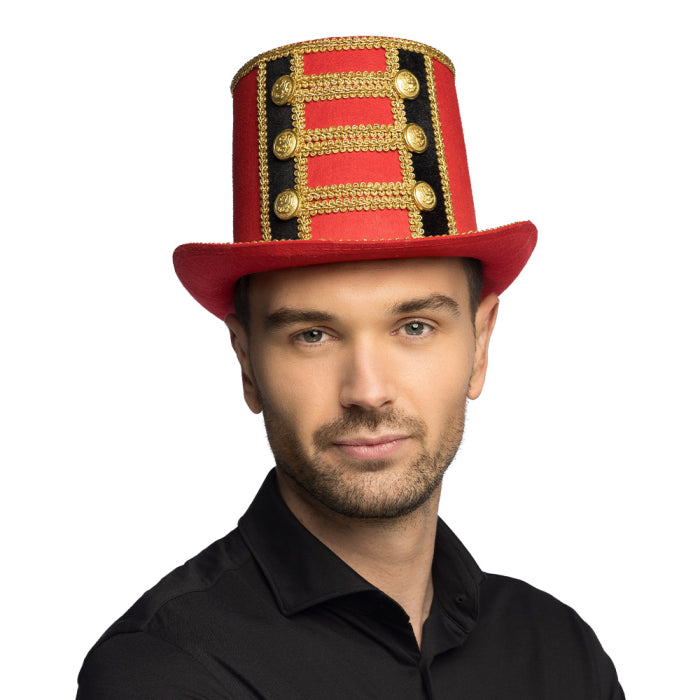 Hög hatt, cirkusdirektör röd