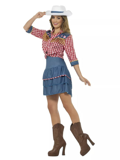 Dräkt, rodeo doll blå S