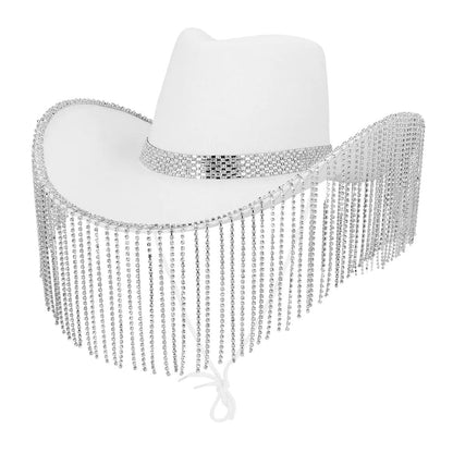 Cowboyhatt, showgirl vit