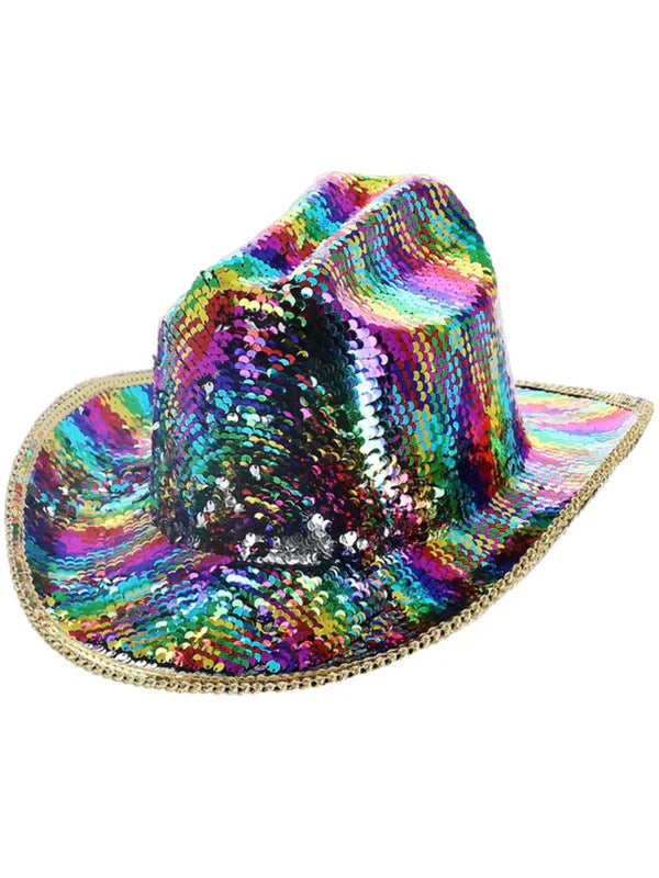 Cowboyhatt, Fever deluxe sequin iridescent rainbow