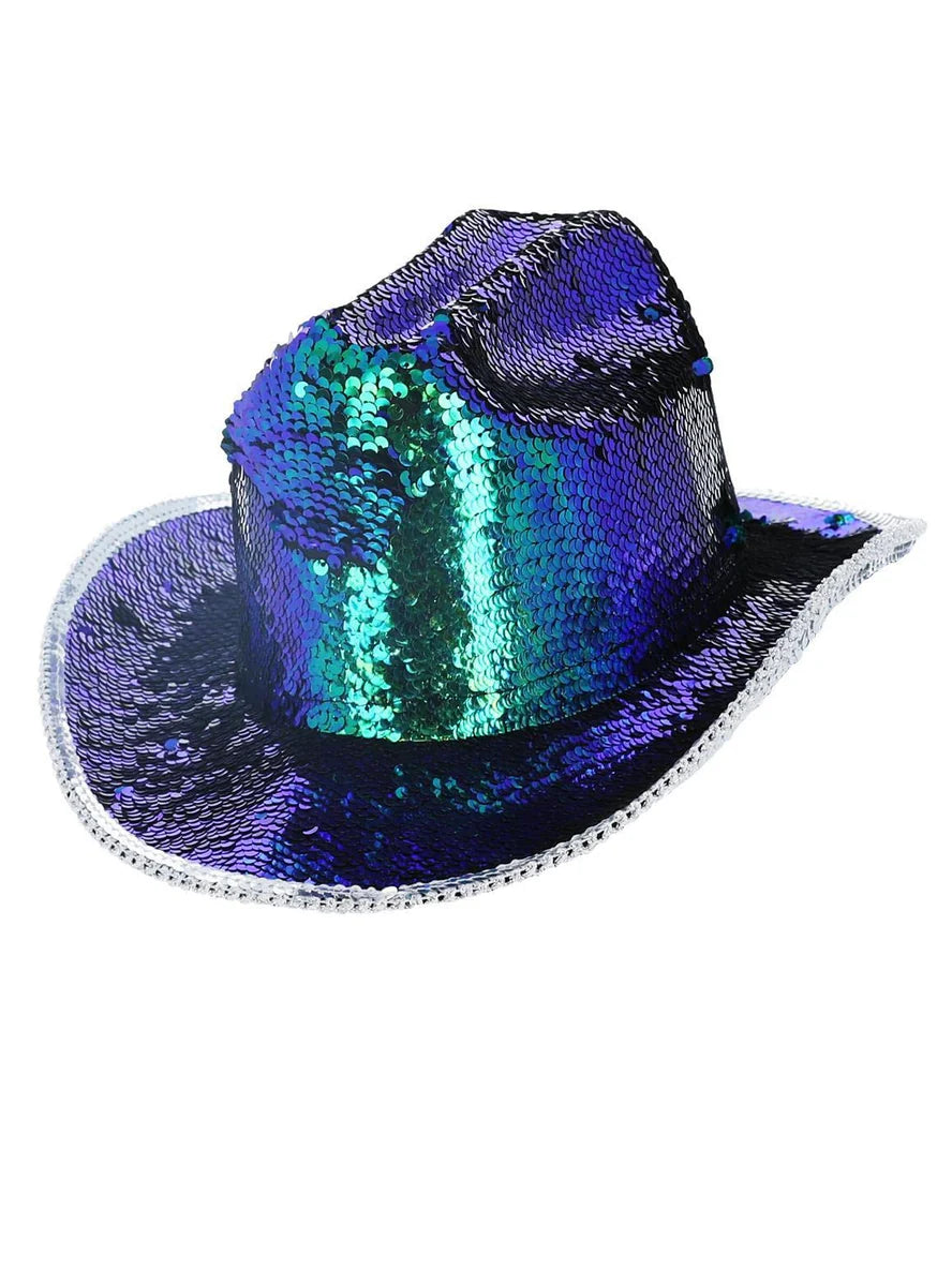 Cowboyhatt, Fever deluxe sequin iridescent green