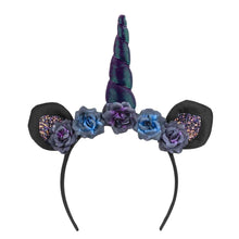 Diadem, enhörning svartglitter