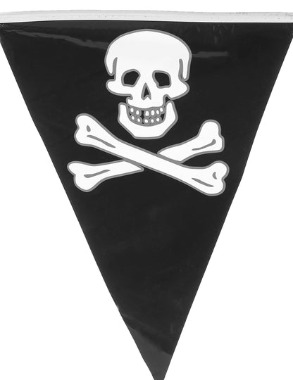 Flaggirlang, dödskalle pirat 30x20 cm 6 m