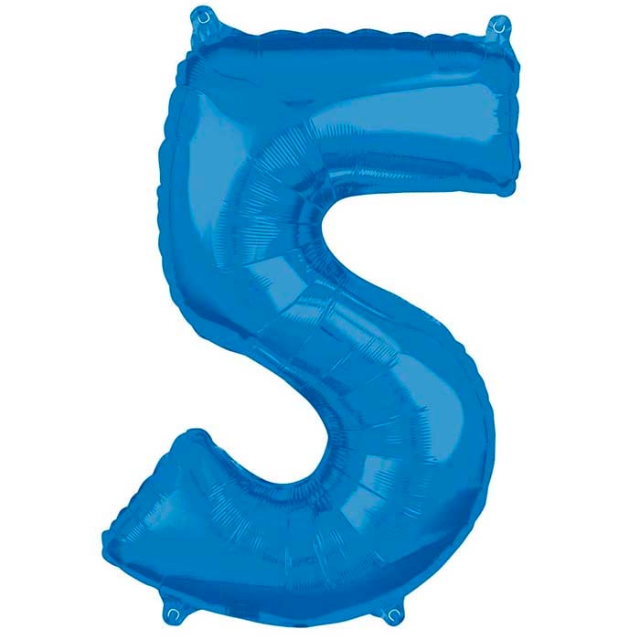 Folieballong, siffra 5 blå 66 cm