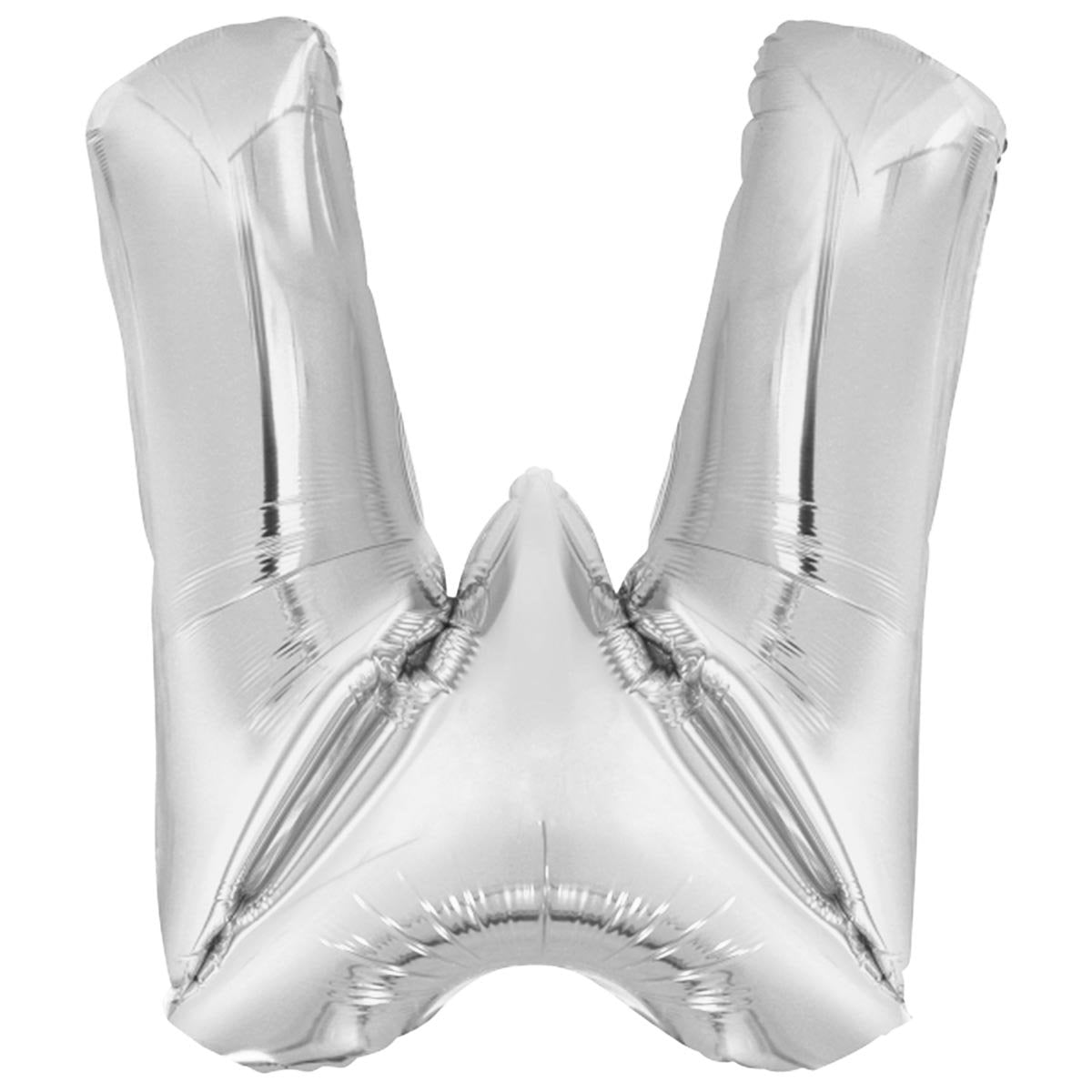 Folieballong, bokstav silver W 86 cm