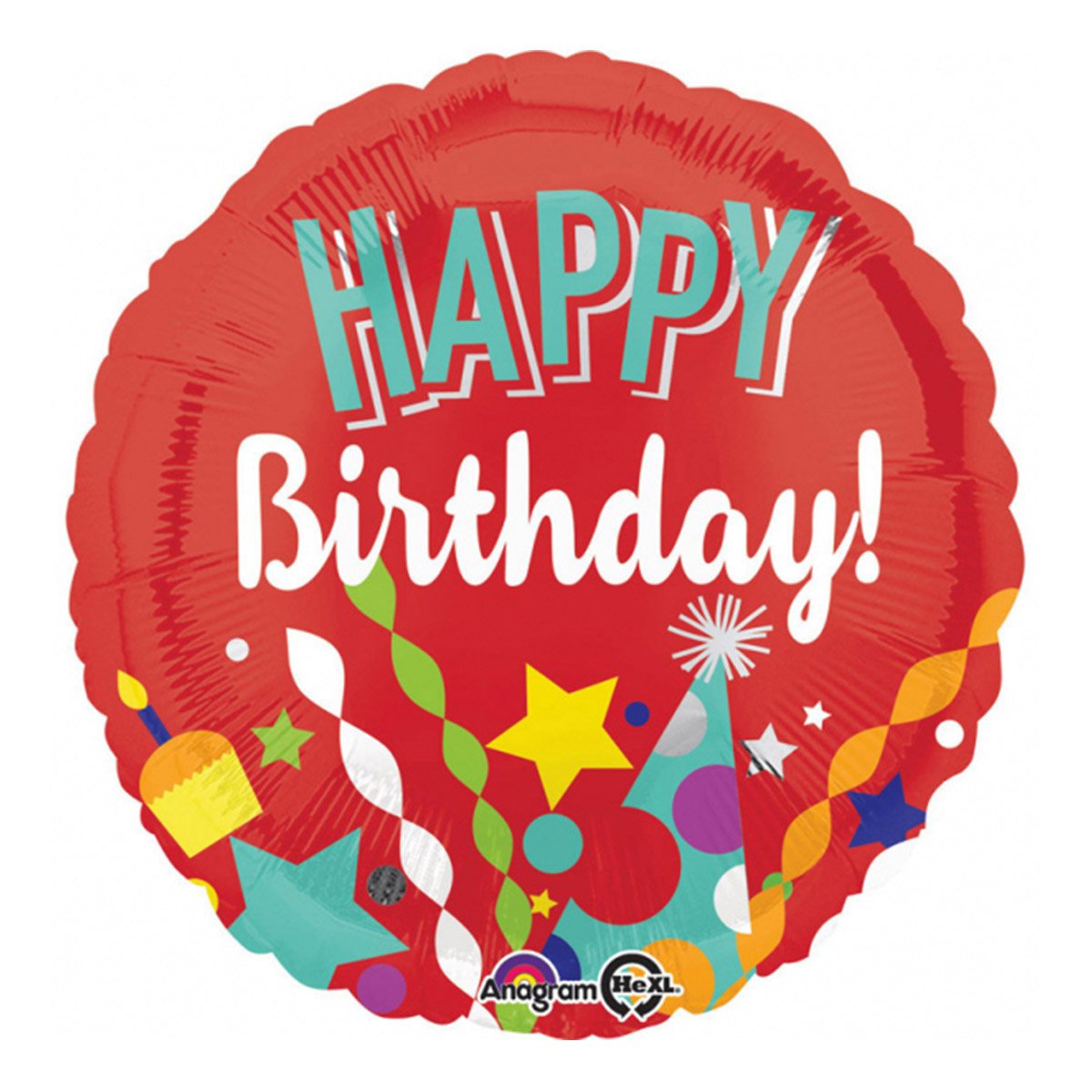 Folieballong, happy birthday röd 43 cm