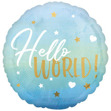 Folieballong, hello world blå 43 cm