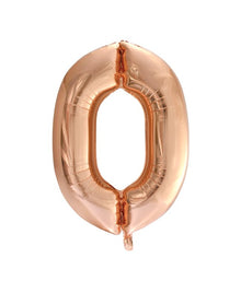 Folieballong, siffra 0 roséguld 86 cm