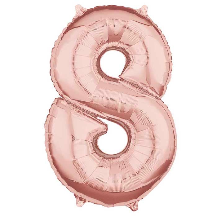 Folieballong, siffra 8 rosé 66 cm