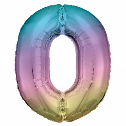 Folieballong siffra, 0 pastell 86 cm