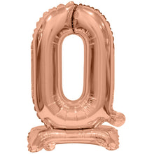 Folieballong, siffra 0 rosé stående 38 cm