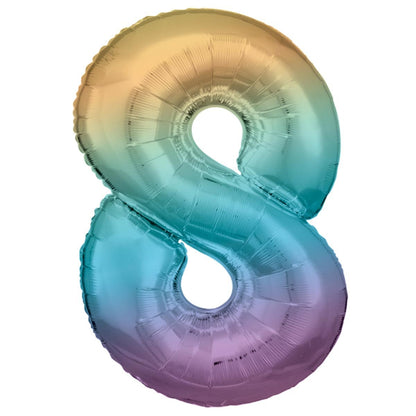 Folieballong siffra, 8 pastell 86 cm