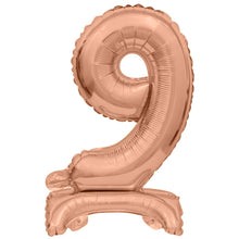 Folieballong, siffra 9 rosé stående 38 cm