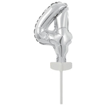 Folieballong, siffra 4 silver 15 cm