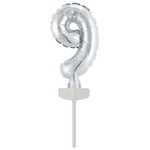 Folieballong, siffra 9 silver 15 cm