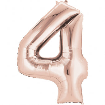 Folieballong, siffra 4 rose 86 cm