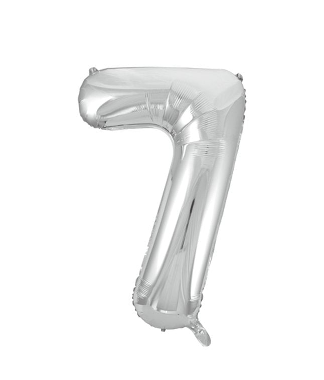 Folieballong, siffra 7 silver 86 cm