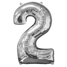 Folieballong, siffra 2 silver 66 cm