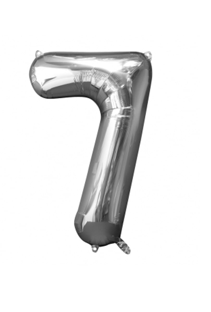 Folieballong, siffra 7 silver 86 cm