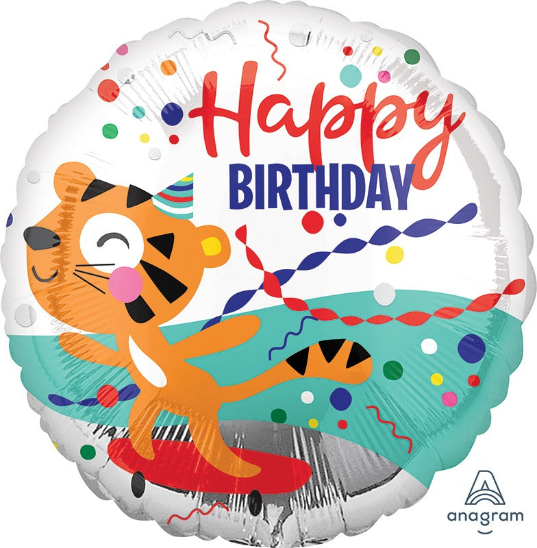 Folieballong, happy birthday tiger 43 cm