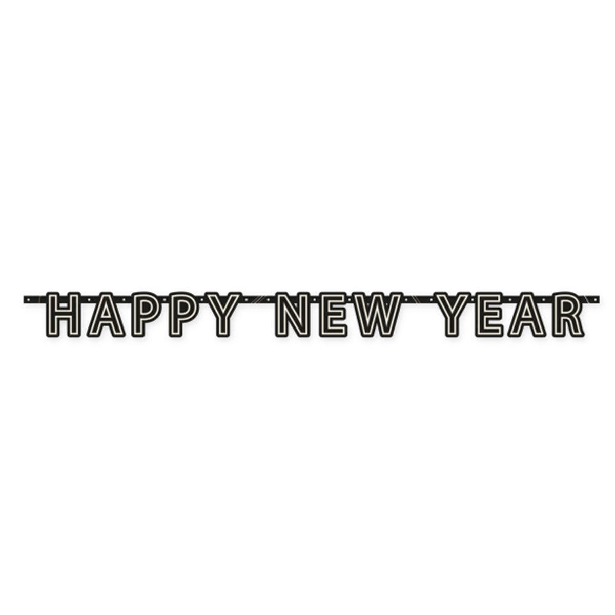 Girlang, happy new year svart 180x13 cm