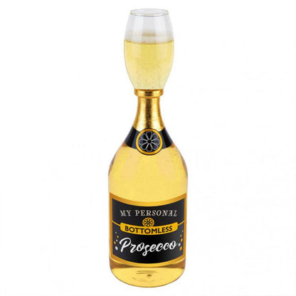 Glas, prosecco bottle