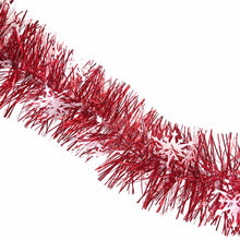 Glittergirlang, röd/vit snöflingor 90 mm 2 m