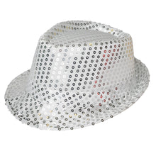 Glitterhatt, fedora silver